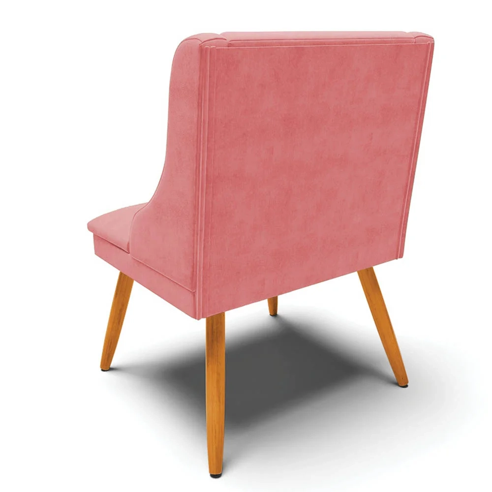 Kit 4 Cadeiras Estofadas para Sala de Jantar Pés Palito Lia Suede Rosê - Ibiza