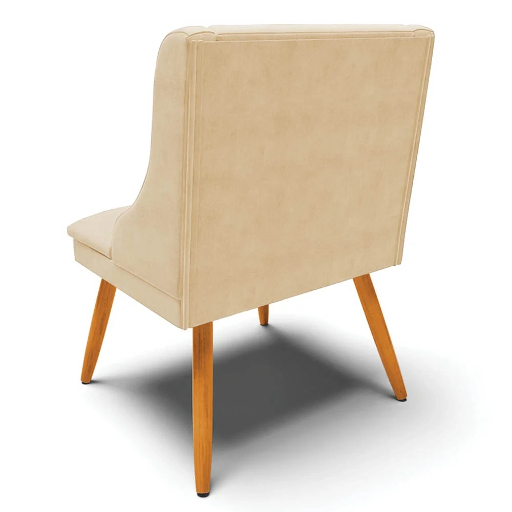 Kit 6 Cadeiras Estofadas para Sala de Jantar Pés Palito Lia Suede Bege - Ibiza