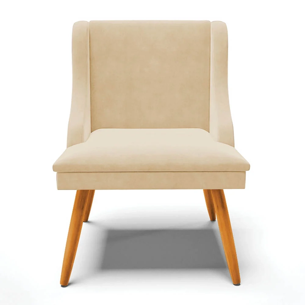 Kit 6 Cadeiras Estofadas para Sala de Jantar Pés Palito Lia Suede Bege - Ibiza