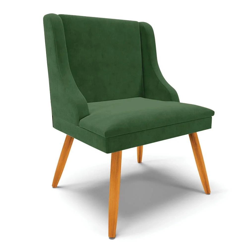 Kit 4 Cadeiras Estofadas para Sala de Jantar Pés Palito Lia Suede Verde - Ibiza