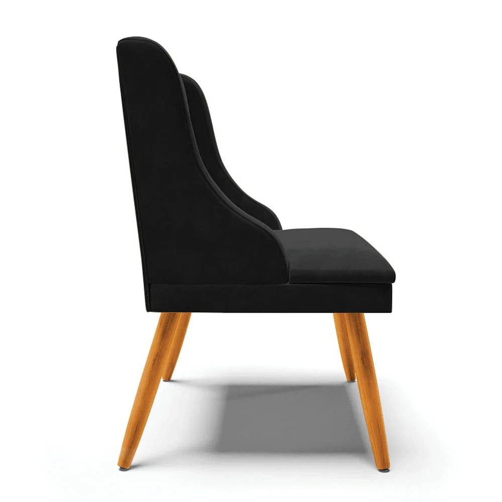 Kit 6 Cadeiras Estofadas para Sala de Jantar Pés Palito Lia Suede Preto - Ibiza