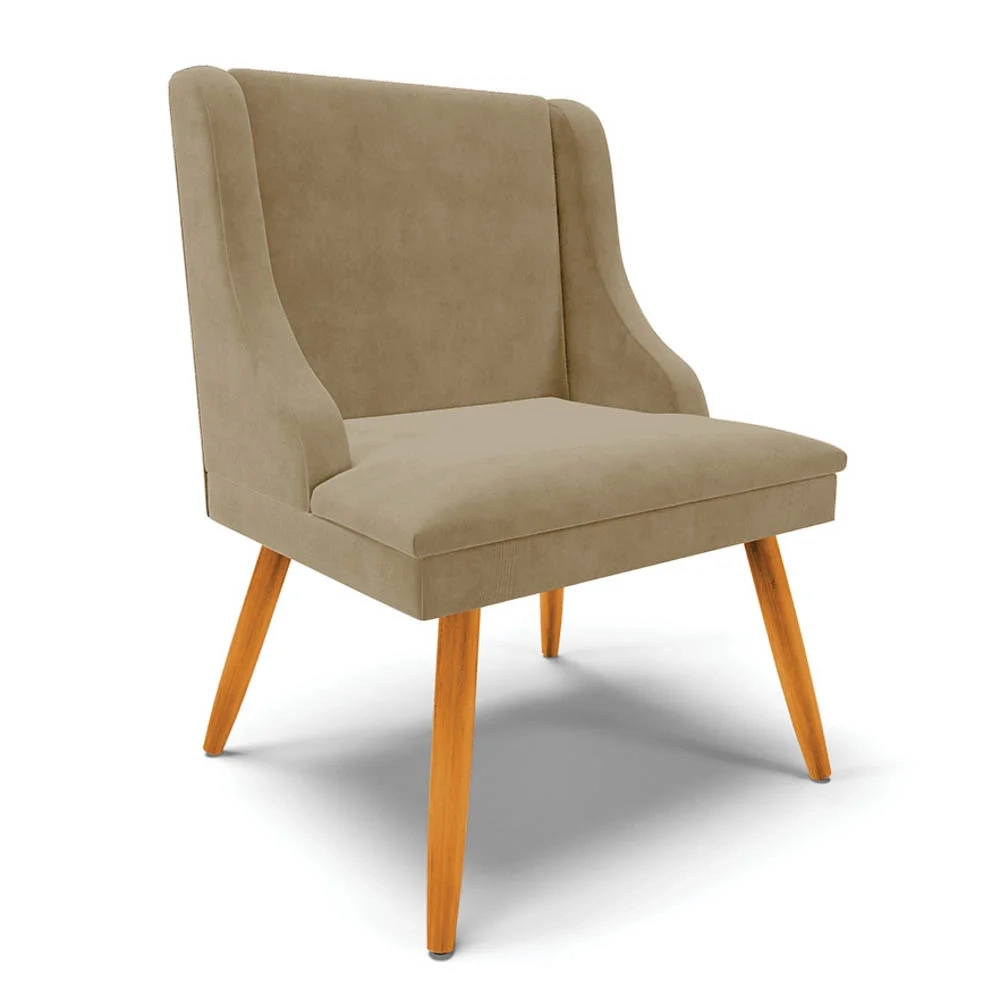 Kit 6 Cadeiras Estofadas para Sala de Jantar Pés Palito Lia Suede Marrom RT - Ibiza