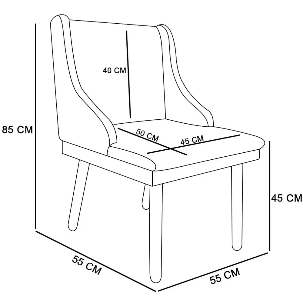 Kit 6 Cadeiras Estofadas para Sala de Jantar Pés Palito Lia Suede Marrom RT - Ibiza