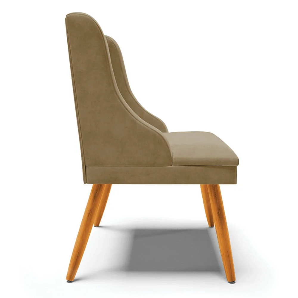 Kit 6 Cadeiras Estofadas para Sala de Jantar Pés Palito Lia Suede Marrom RT - Ibiza