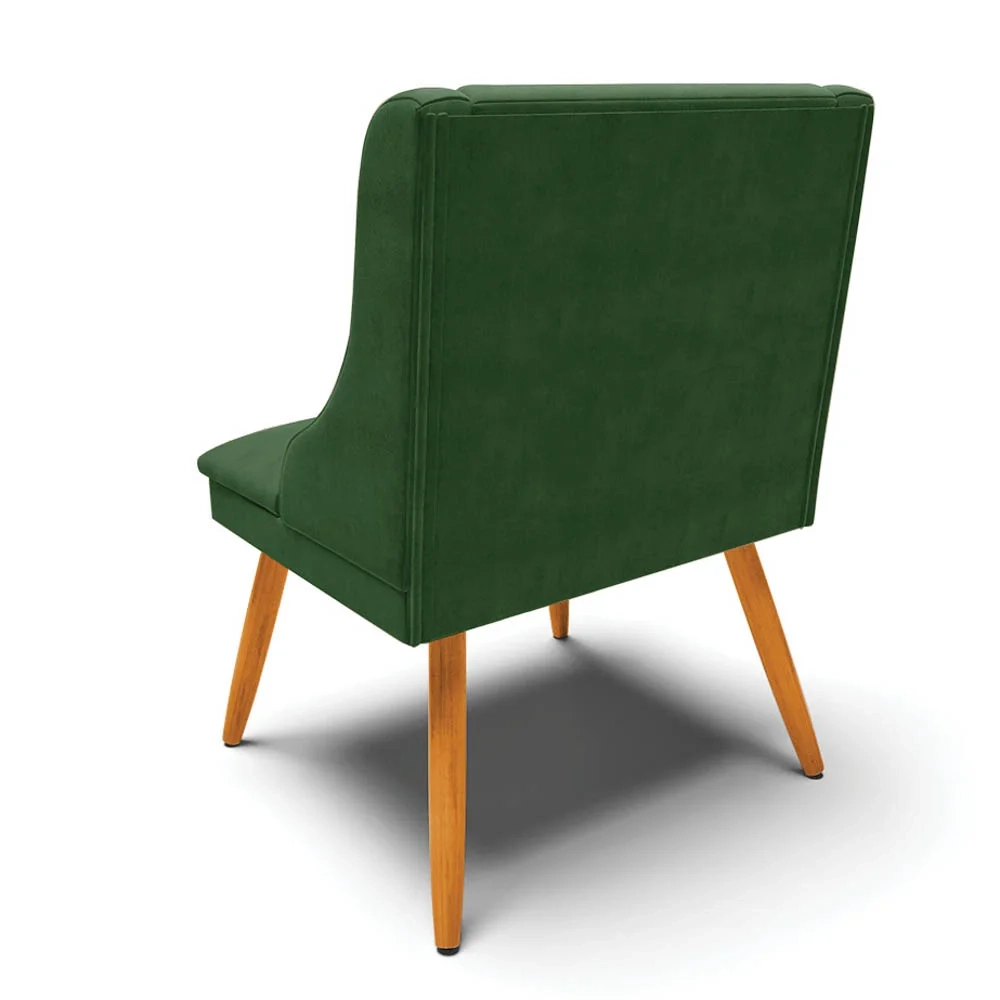 Kit 6 Cadeiras Estofadas para Sala de Jantar Pés Palito Lia Suede Verde - Ibiza
