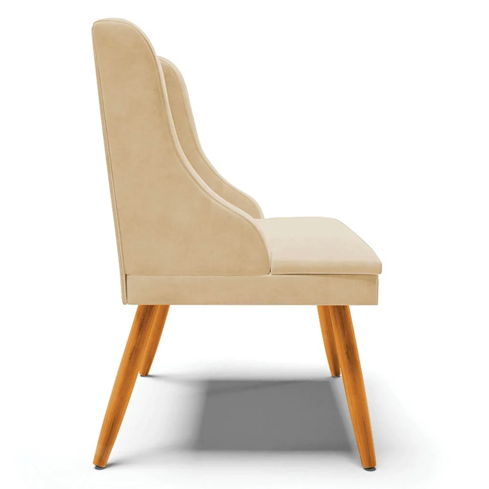 Kit 8 Cadeiras Estofadas para Sala de Jantar Pés Palito Lia Suede Bege - Ibiza