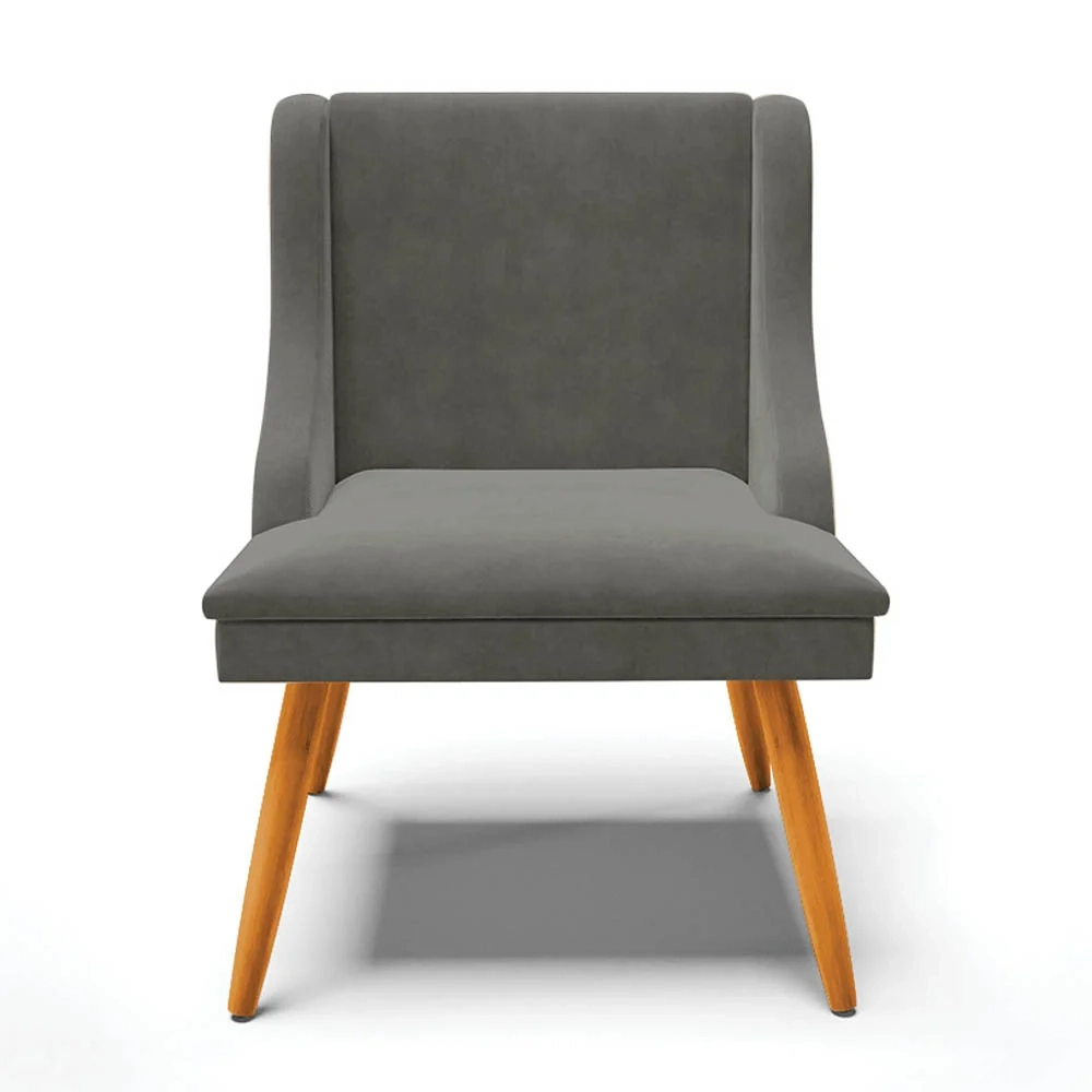 Kit 8 Cadeiras Estofadas para Sala de Jantar Pés Palito Lia Suede Grafite - Ibiza