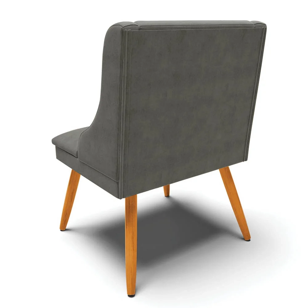 Kit 8 Cadeiras Estofadas para Sala de Jantar Pés Palito Lia Suede Grafite - Ibiza