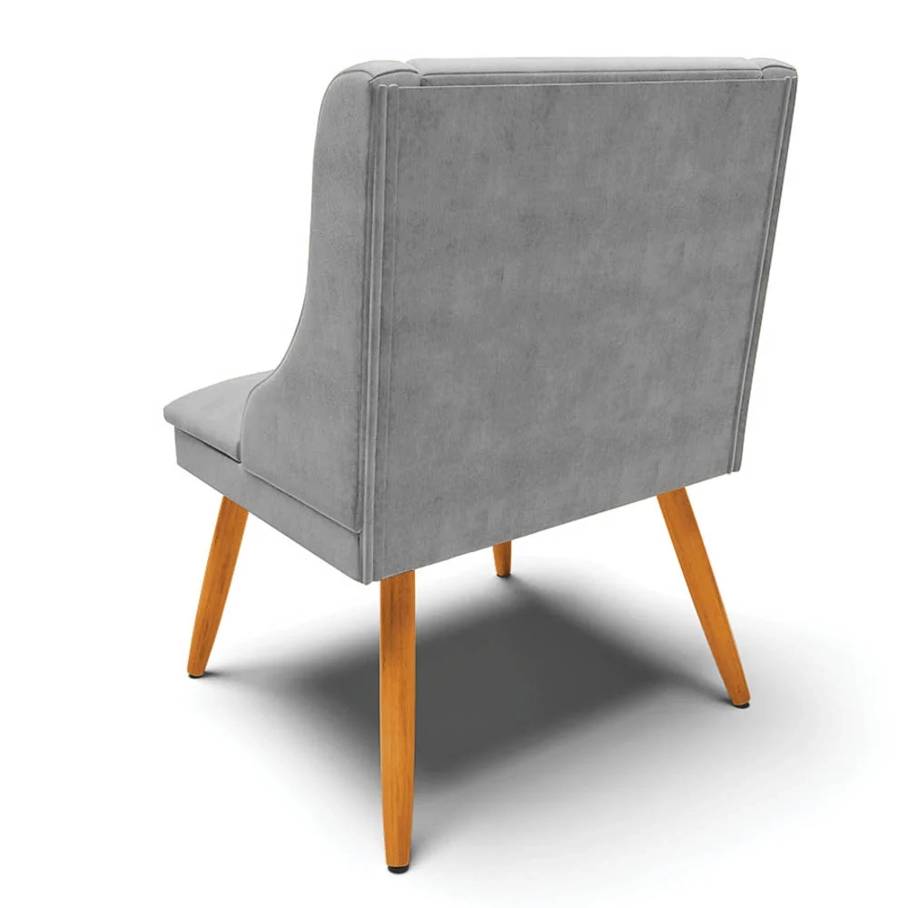 Kit 8 Cadeiras Estofadas para Sala de Jantar Pés Palito Lia Suede Cinza - Ibiza