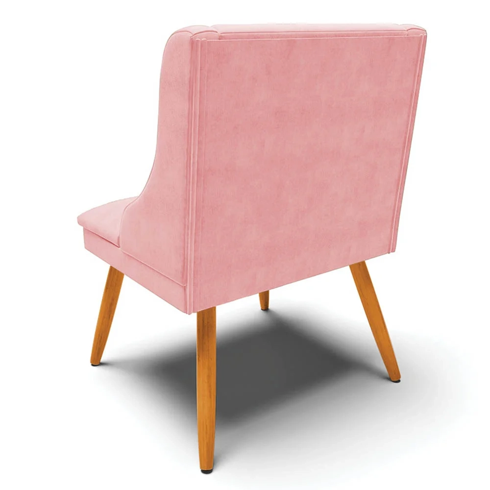 Kit 8 Cadeiras Estofadas para Sala de Jantar Pés Palito Lia Suede Rosa Bebê - Ibiza