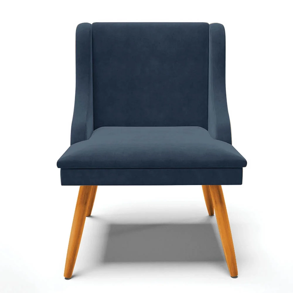 Kit 10 Cadeiras Estofadas para Sala de Jantar Pés Palito Lia Suede Azul Marinho - Ibiza