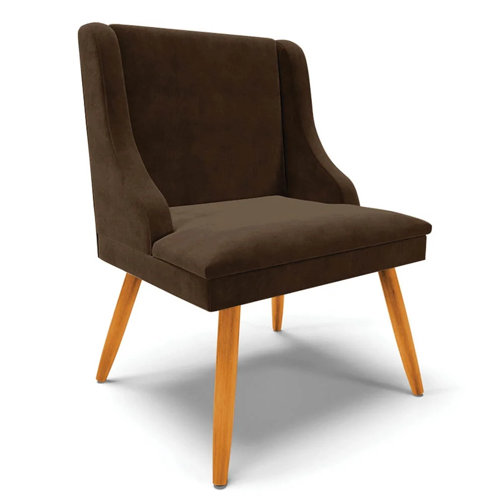 Kit 10 Cadeiras Estofadas para Sala de Jantar Pés Palito Lia Suede Marrom - Ibiza