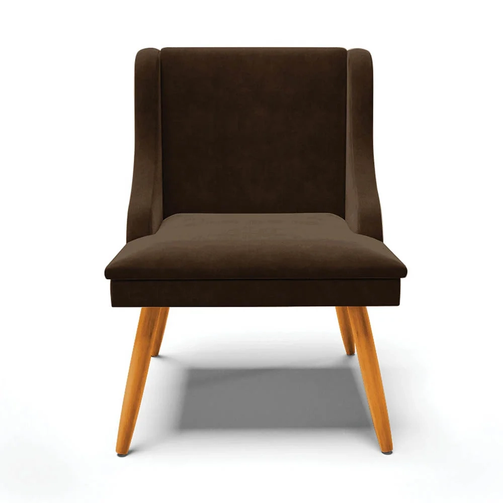 Kit 10 Cadeiras Estofadas para Sala de Jantar Pés Palito Lia Suede Marrom - Ibiza