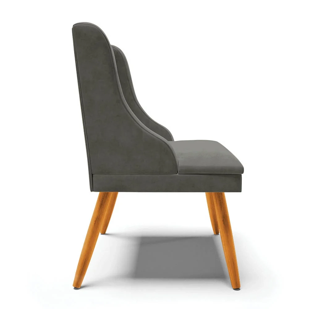 Kit 10 Cadeiras Estofadas para Sala de Jantar Pés Palito Lia Suede Grafite - Ibiza