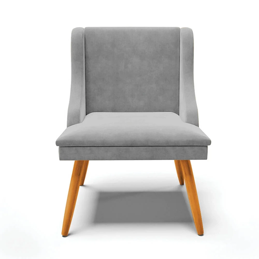 Kit 10 Cadeiras Estofadas para Sala de Jantar Pés Palito Lia Suede Cinza - Ibiza