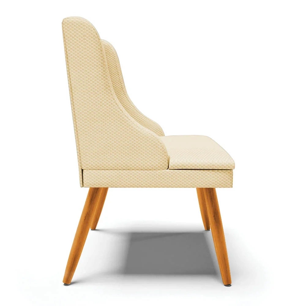 Kit 2 Cadeiras Estofadas para Sala de Jantar Pés Palito Lia Veludo Off White Luxo - Ibiza