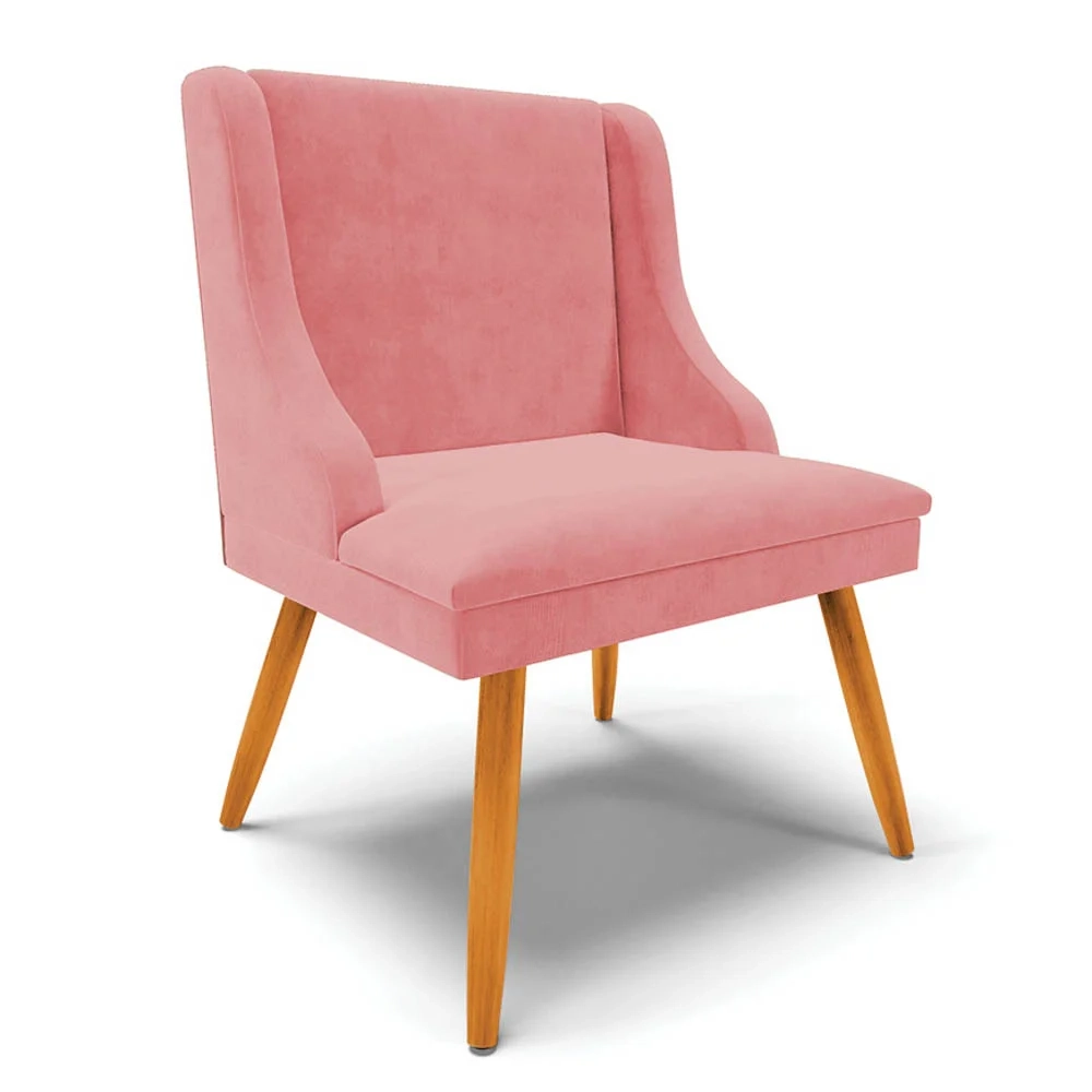 Kit 10 Cadeiras Estofadas para Sala de Jantar Pés Palito Lia Suede Rosê - Ibiza