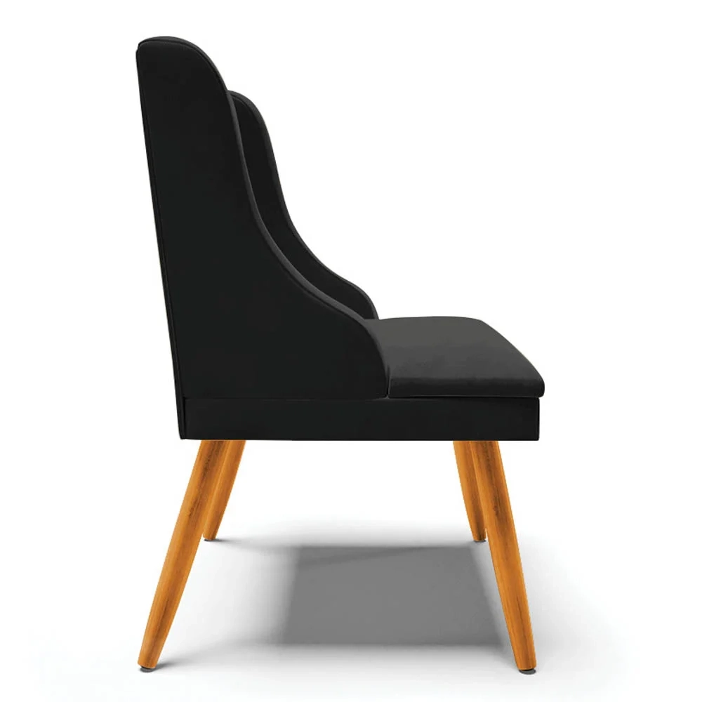 Kit 2 Cadeiras Estofadas para Sala de Jantar Pés Palito Lia Veludo Preto - Ibiza