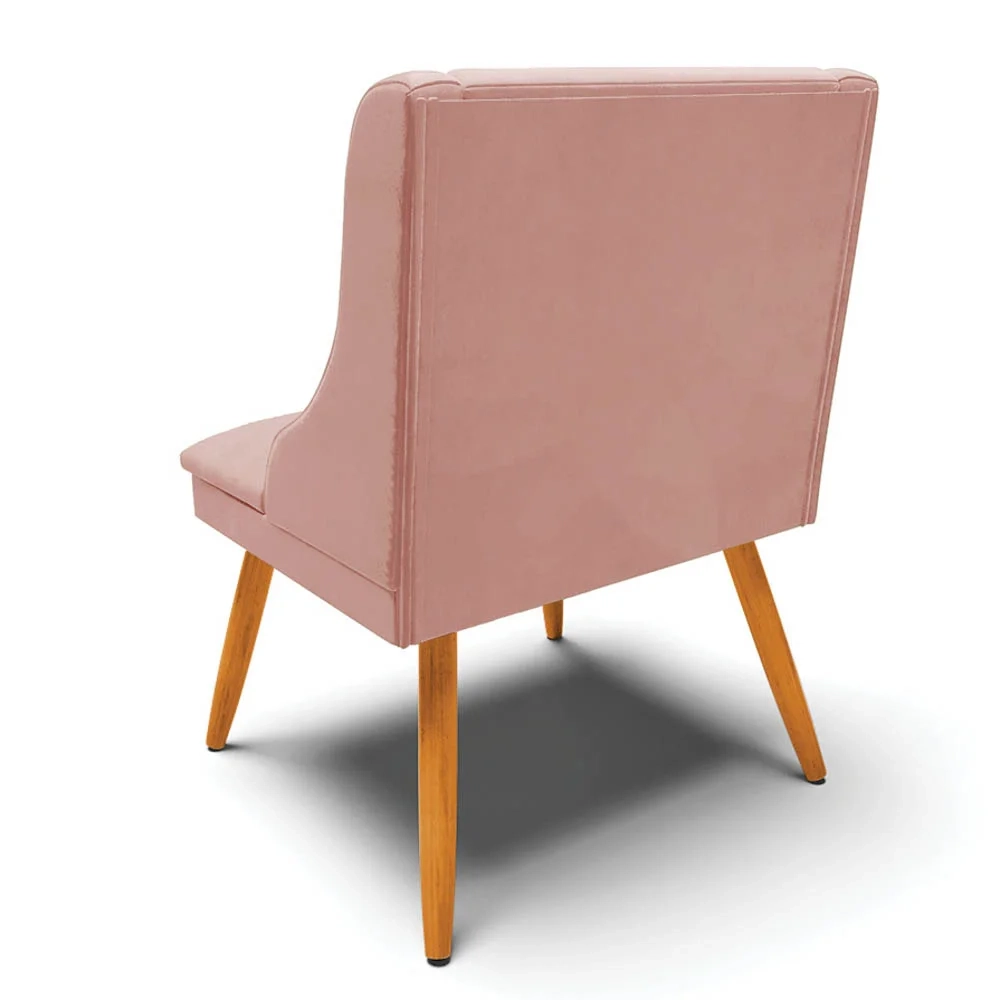 Kit 2 Cadeiras Estofadas para Sala de Jantar Pés Palito Lia Veludo Rosê - Ibiza