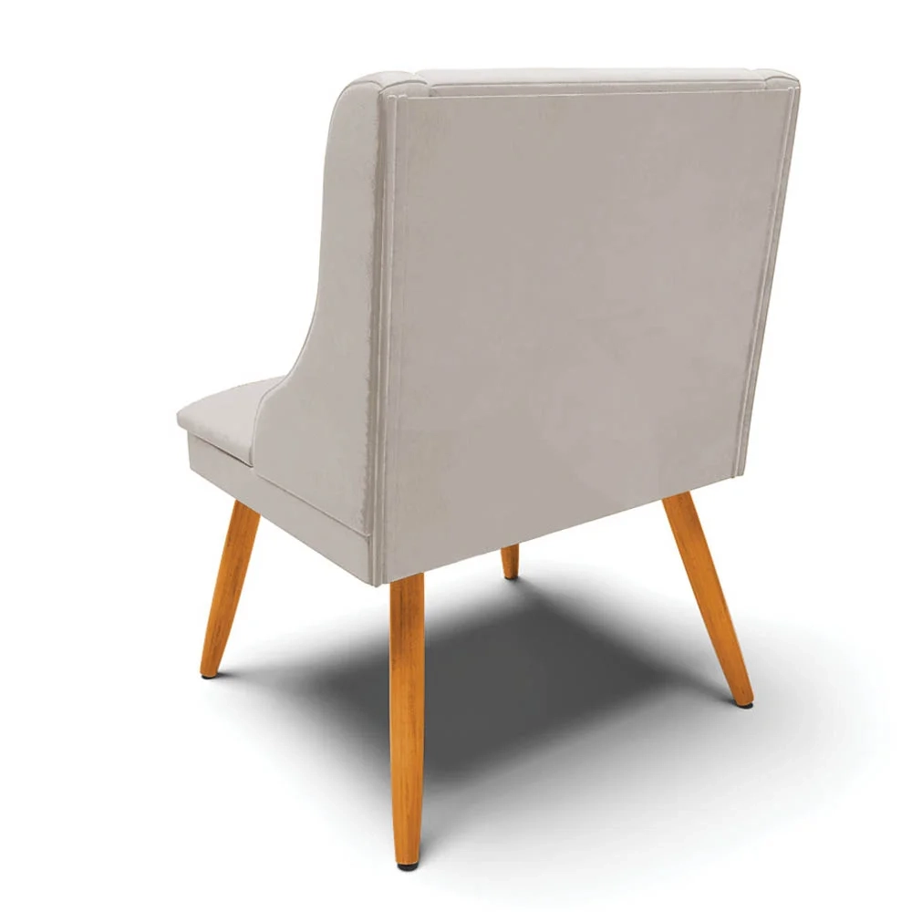 Kit 2 Cadeiras Estofadas para Sala de Jantar Pés Palito Lia Veludo Cinza - Ibiza