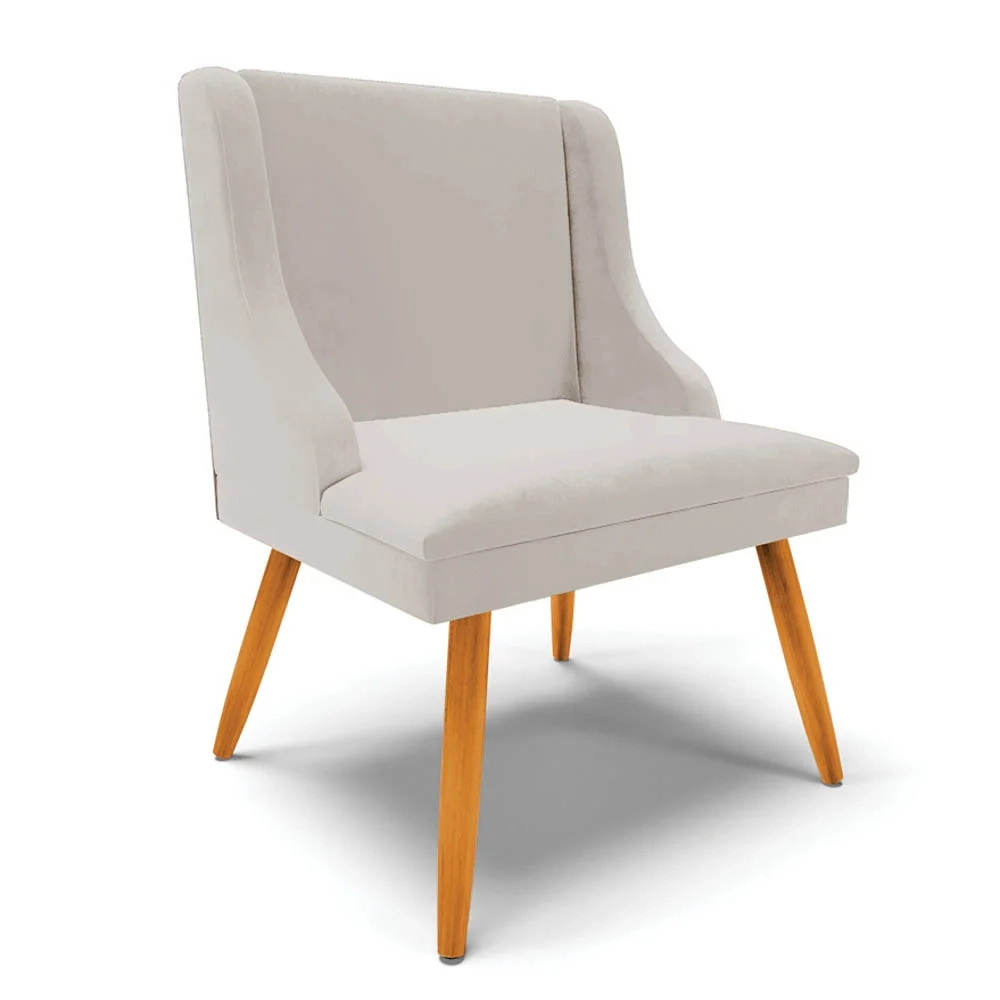 Kit 2 Cadeiras Estofadas para Sala de Jantar Pés Palito Lia Veludo Cinza - Ibiza