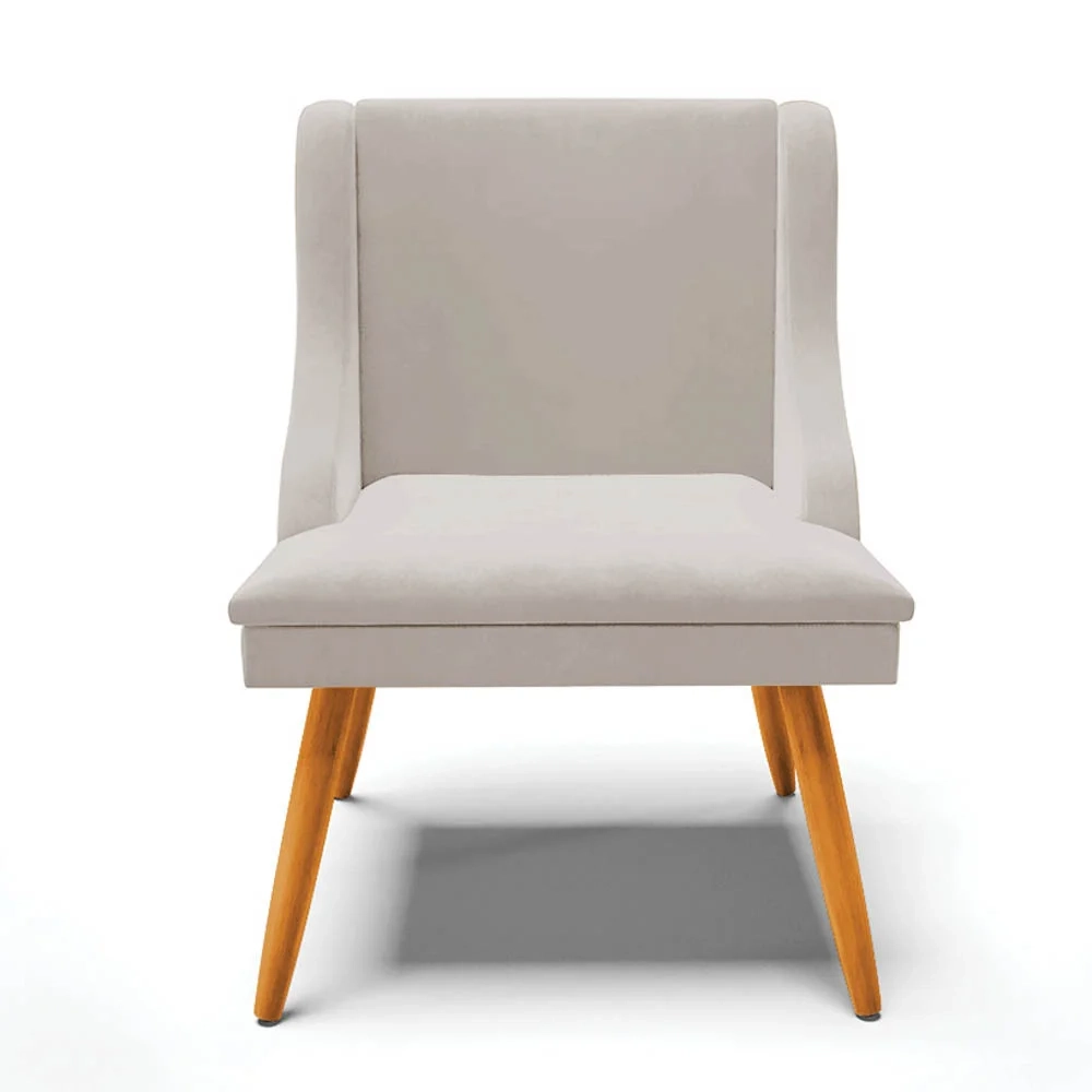 Kit 2 Cadeiras Estofadas para Sala de Jantar Pés Palito Lia Veludo Cinza - Ibiza