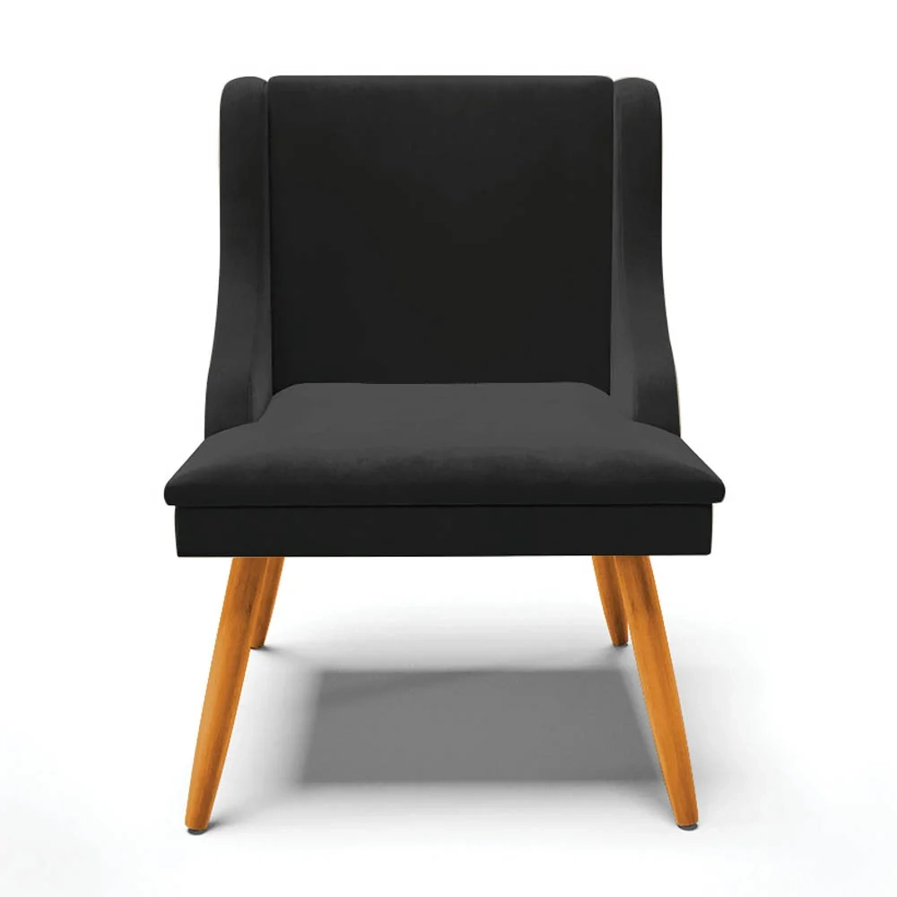 Kit 4 Cadeiras Estofadas para Sala de Jantar Pés Palito Lia Veludo Preto - Ibiza