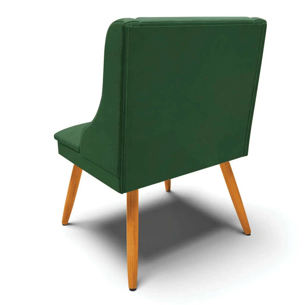 Kit 4 Cadeiras Estofadas para Sala de Jantar Pés Palito Lia Veludo Verde Esmeralda - Ibiza