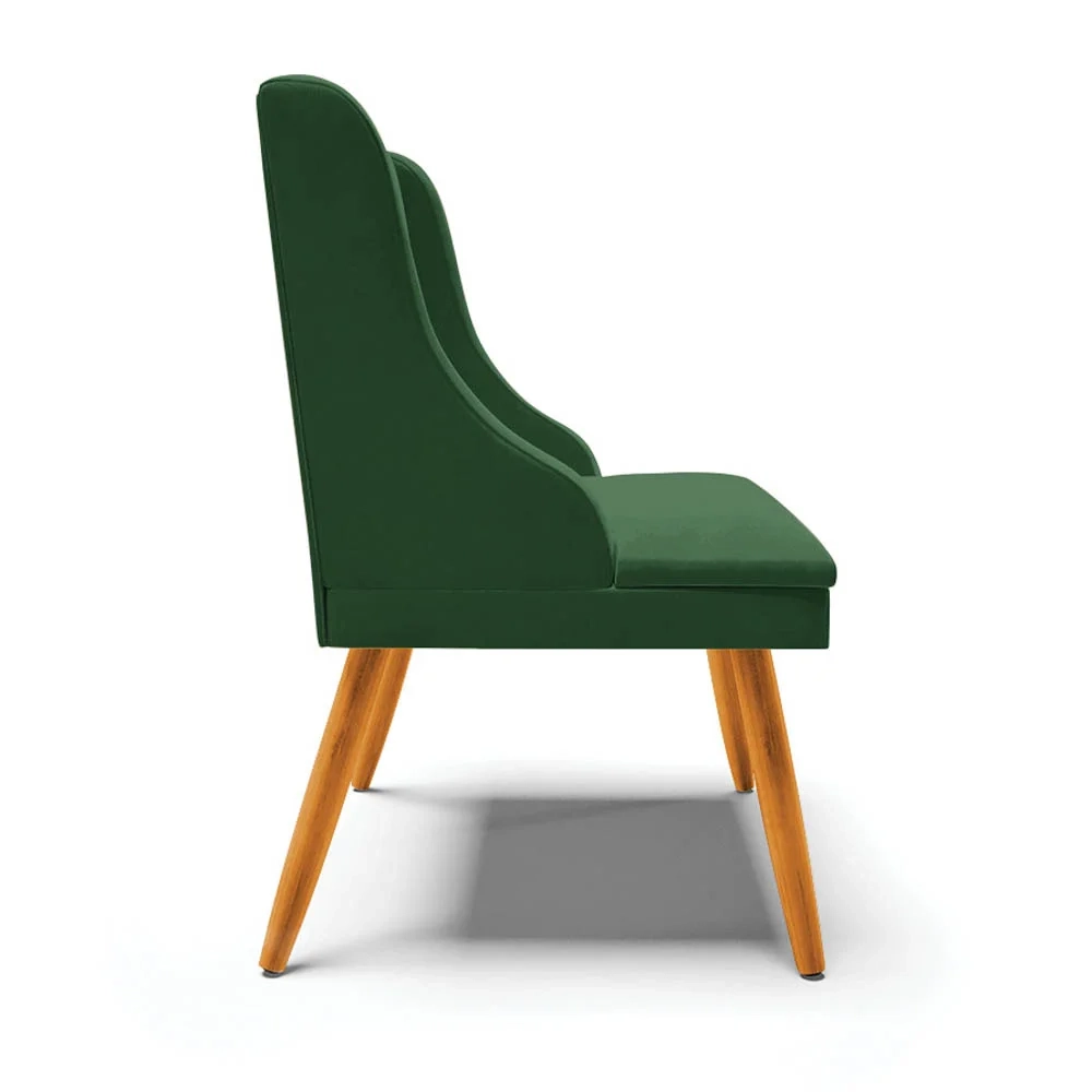 Kit 4 Cadeiras Estofadas para Sala de Jantar Pés Palito Lia Veludo Verde Esmeralda - Ibiza