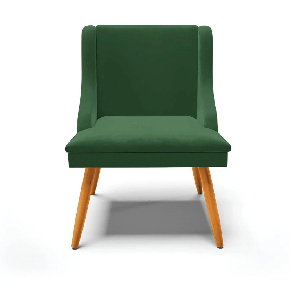 Kit 4 Cadeiras Estofadas para Sala de Jantar Pés Palito Lia Veludo Verde Esmeralda - Ibiza