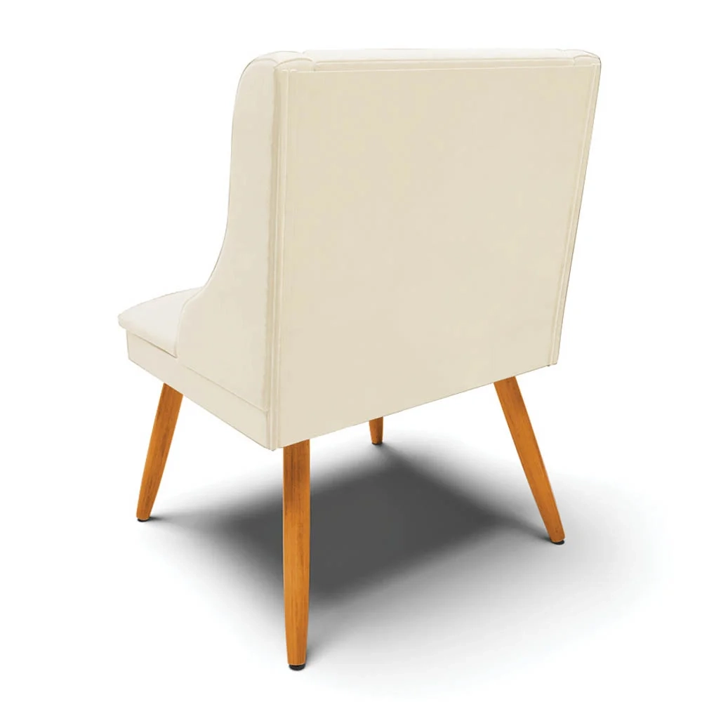 Kit 4 Cadeiras Estofadas para Sala de Jantar Pés Palito Lia Veludo Bege - Ibiza