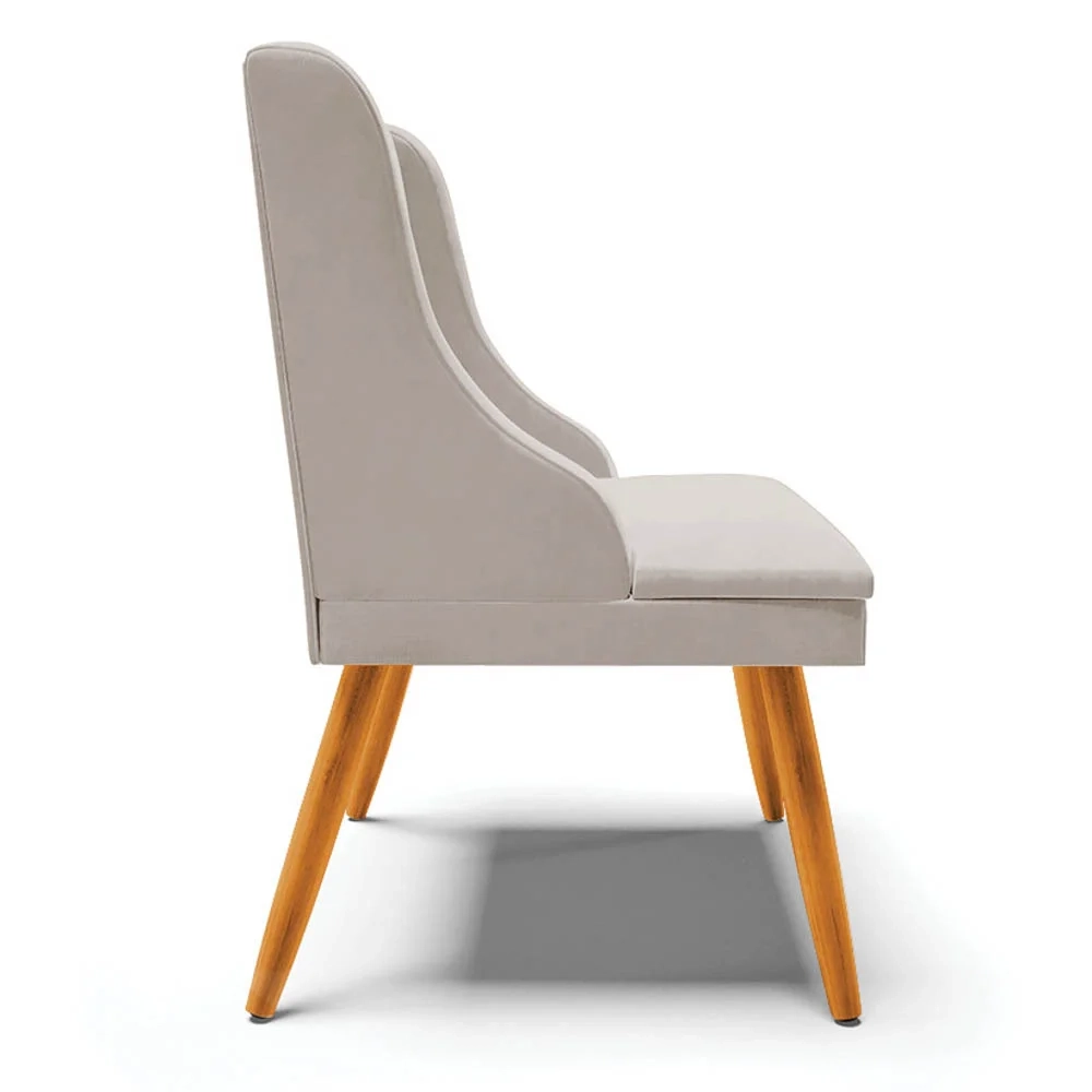 Kit 4 Cadeiras Estofadas para Sala de Jantar Pés Palito Lia Veludo Cinza - Ibiza