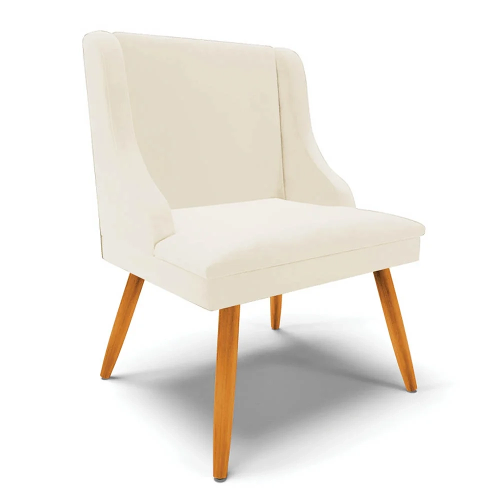 Kit 6 Cadeiras Estofadas para Sala de Jantar Pés Palito Lia Veludo Bege - Ibiza