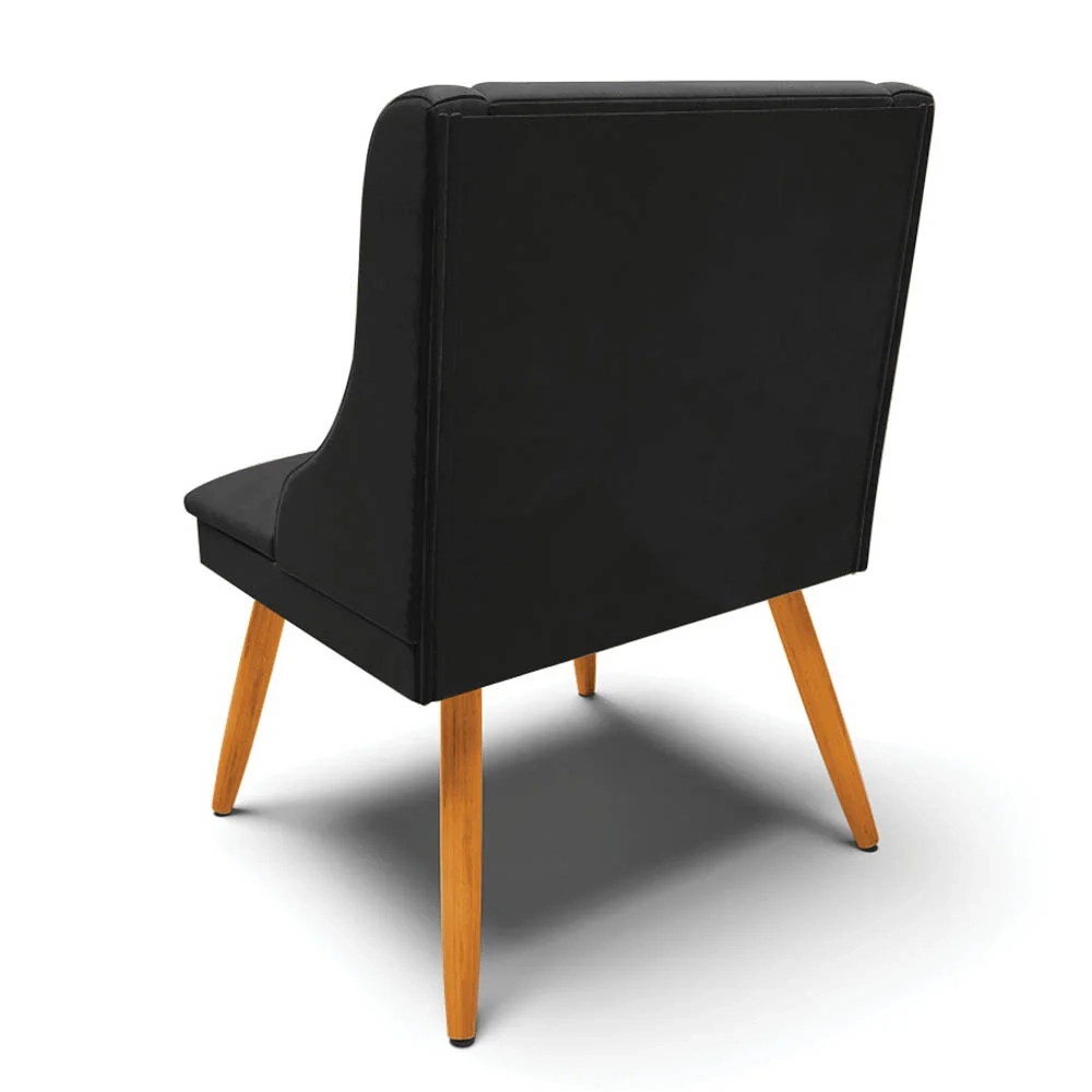 Kit 6 Cadeiras Estofadas para Sala de Jantar Pés Palito Lia Veludo Preto - Ibiza