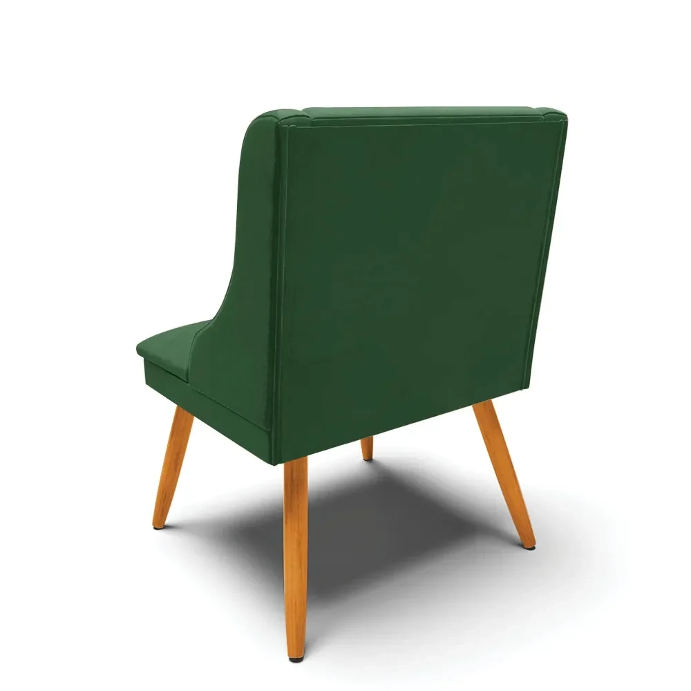 Kit 6 Cadeiras Estofadas para Sala de Jantar Pés Palito Lia Veludo Verde Esmeralda - Ibiza