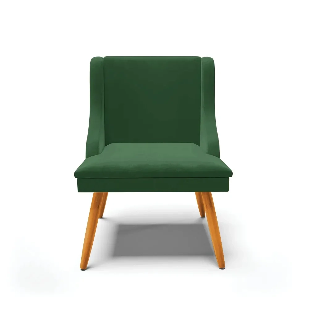 Kit 6 Cadeiras Estofadas para Sala de Jantar Pés Palito Lia Veludo Verde Esmeralda - Ibiza