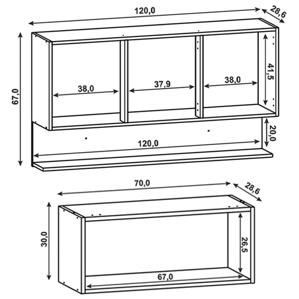 Armário de Cozinha 120cm com Aéreo 70cm Lina Z06 Supremo/Freijó - Mpozenato