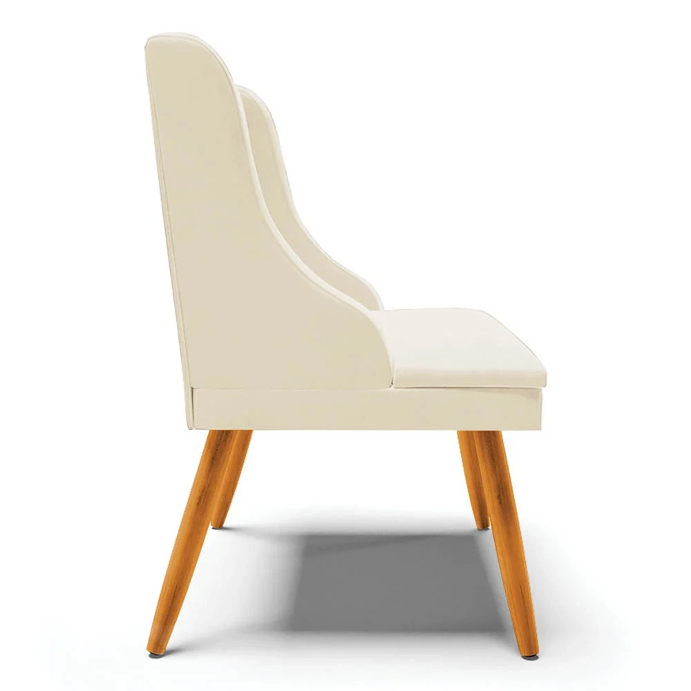 Kit 10 Cadeiras Estofadas para Sala de Jantar Pés Palito Lia Veludo Bege - Ibiza