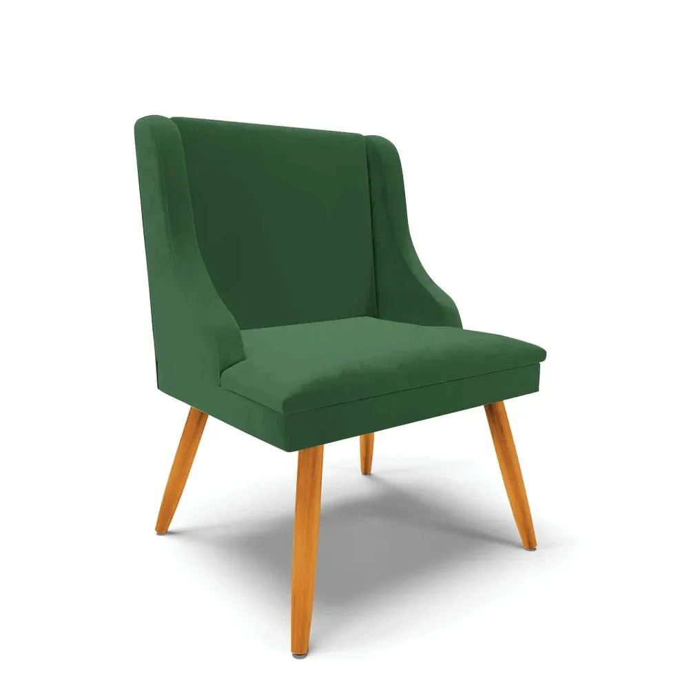 Kit 10 Cadeiras Estofadas para Sala de Jantar Pés Palito Lia Veludo Verde Esmeralda - Ibiza