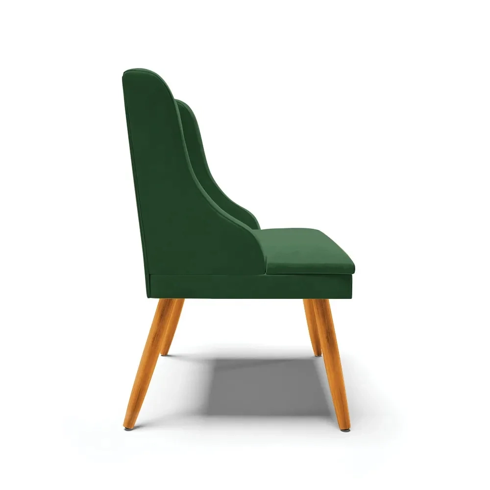 Kit 10 Cadeiras Estofadas para Sala de Jantar Pés Palito Lia Veludo Verde Esmeralda - Ibiza