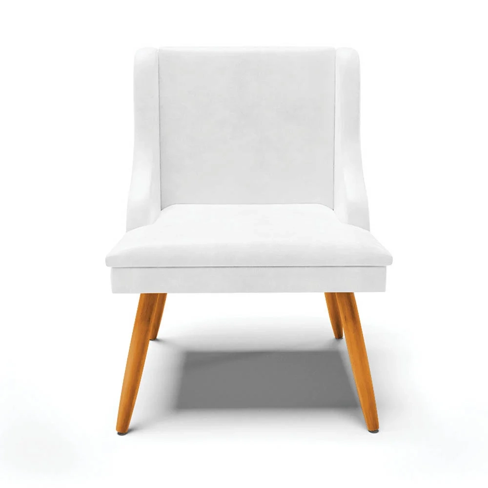 Cadeira Estofada para Sala de Jantar Pés Palito Lia Sintético Premium Branco - Ibiza