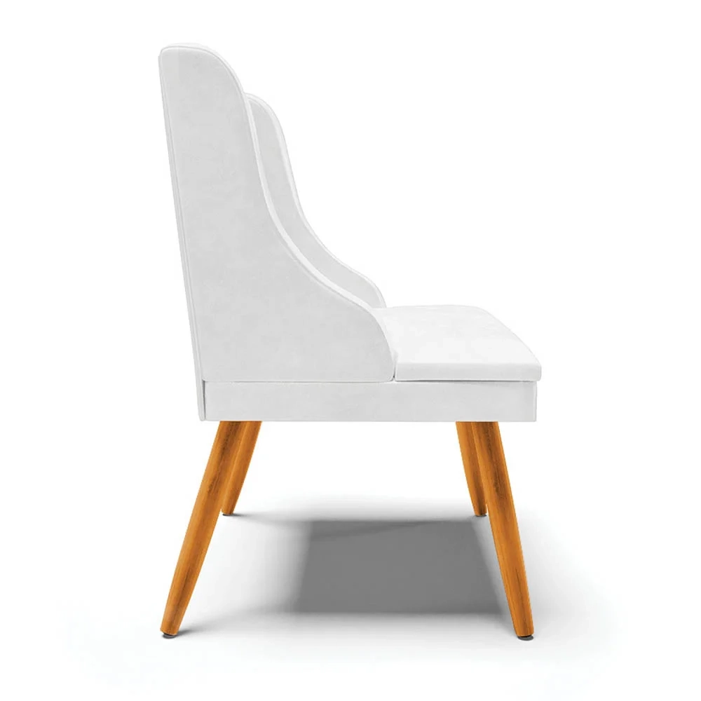 Cadeira Estofada para Sala de Jantar Pés Palito Lia Sintético Premium Branco - Ibiza