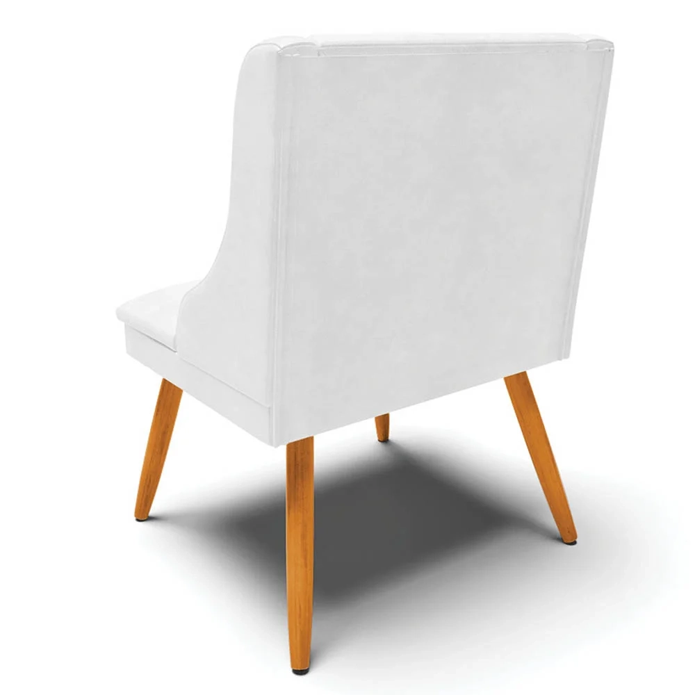 Cadeira Estofada para Sala de Jantar Pés Palito Lia Sintético Premium Branco - Ibiza