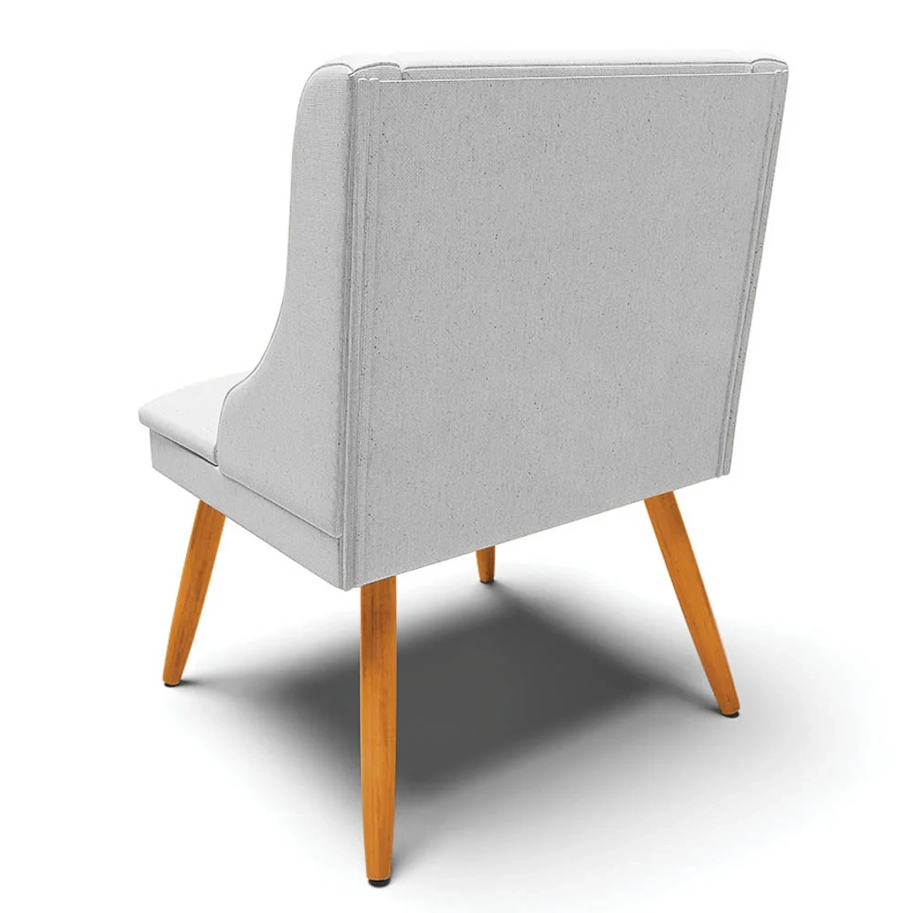 Cadeira Estofada para Sala de Jantar Pés Palito Lia Linho Cinza - Ibiza