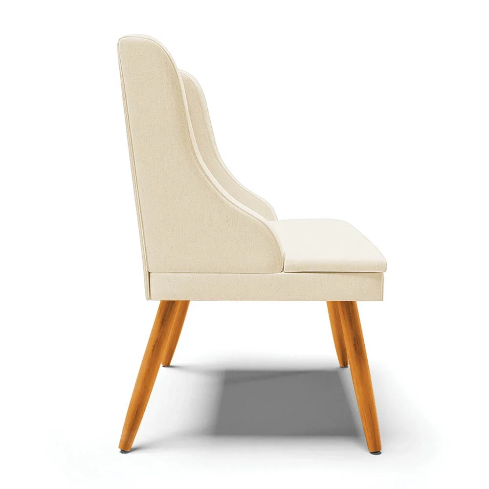 Cadeira Estofada para Sala de Jantar Pés Palito Lia Linho Bege - Ibiza