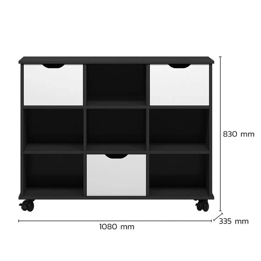 Nicho Organizador com Rodízios Toys 3 Gavetas Q01 Preto/Branco - Mpozenato