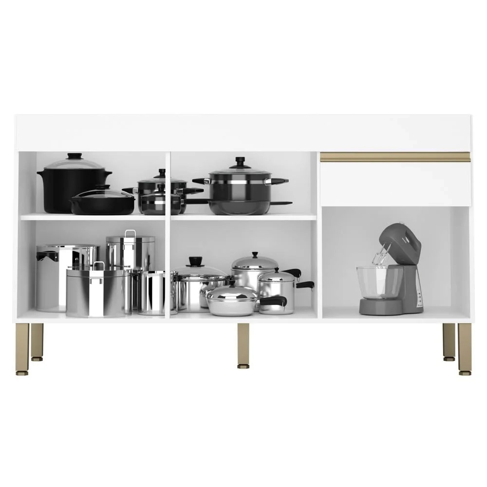 Armário de Cozinha 3 Peças Balcão sem Tampo 150cm Lina12 Z06 Supremo/Freijó - Mpozenato