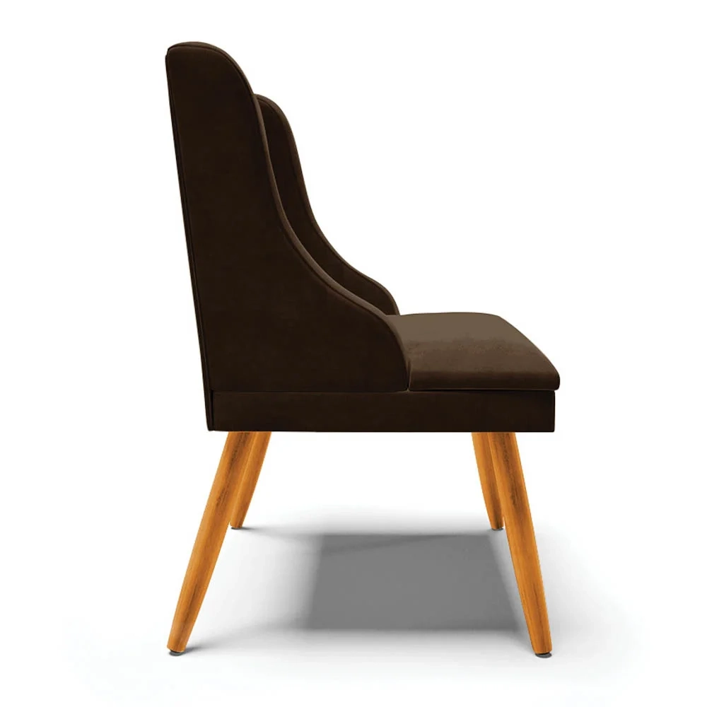 Cadeira Estofada para Sala de Jantar Pés Palito Lia Suede Marrom - Ibiza