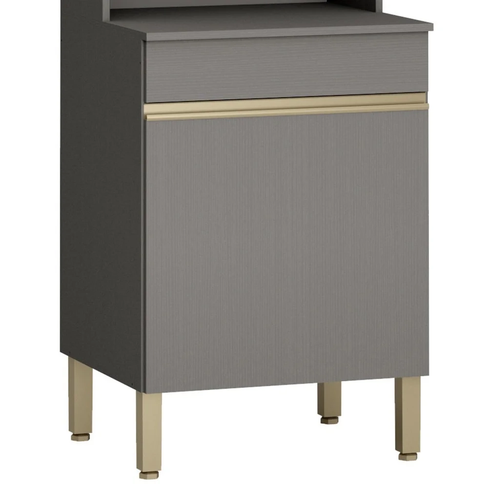 Armário de Cozinha 4 peças Balcão sem Tampo 150cm Lina14 Z06 Gris/Freijó - Mpozenato
