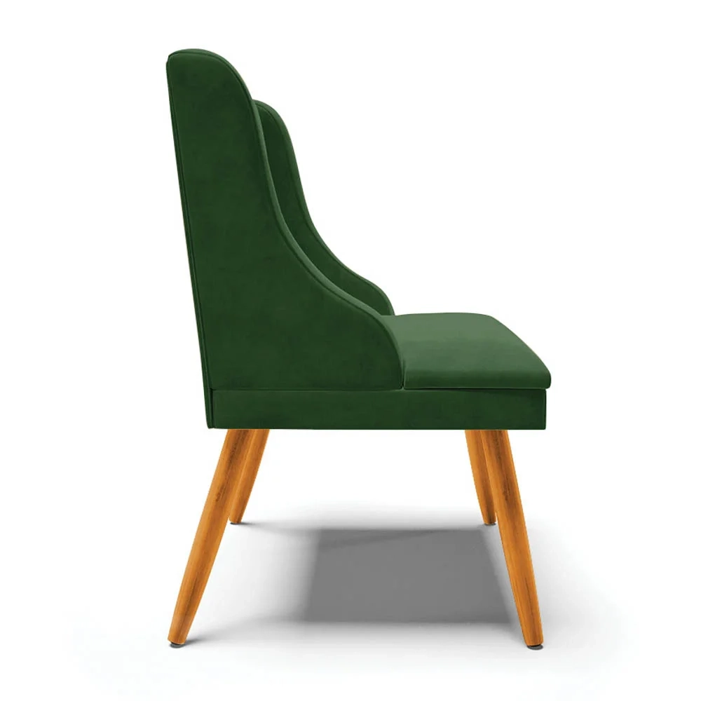 Cadeira Estofada para Sala de Jantar Pés Palito Lia Suede Verde - Ibiza